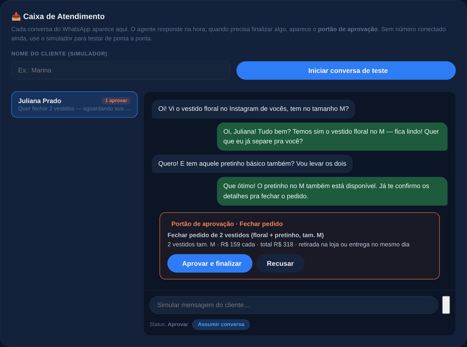 Portão de Aprovação — pedido aguardando o seu ok